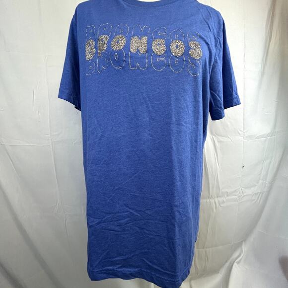 BRONCOS in silver glitter on blue t-shirt women's xl no tags short-sleeve - Picture 3 of 7